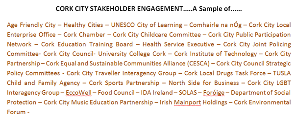 Examples of Cork City Stakeholder Engagement